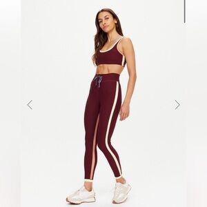 NWT The Upside Burgundy and Cream Athletic Leggings and bra SET
